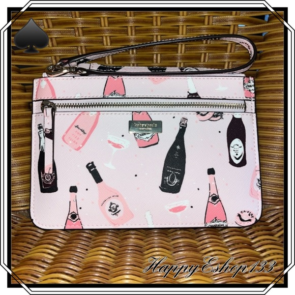 ♠️kate spade Shore Street Tinie Champagne Wristlet Pink Multi NWT - Picture 9 of 9
